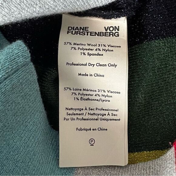 DIANE VON FURSTENBERG Rainbow Glitter Striped Color Block Striped Sweater Size S - Picture 6 of 8